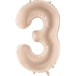Party Deco Фолиен балон цифра, 72 см, Тъмен Бежов - 3 (fb230t-3-013c)