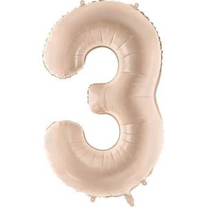 Party Deco Фолиен балон цифра, 72 см, Тъмен Бежов - 3 (fb230t-3-013c)