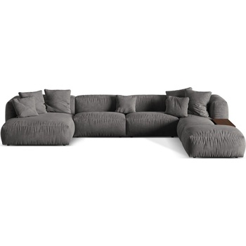 Micadoni Сив кадифен модулен ъглов диван (десен ъгъл/U форма) Martina - Micadoni (MIC_UR_120_F1_MARTINA6)