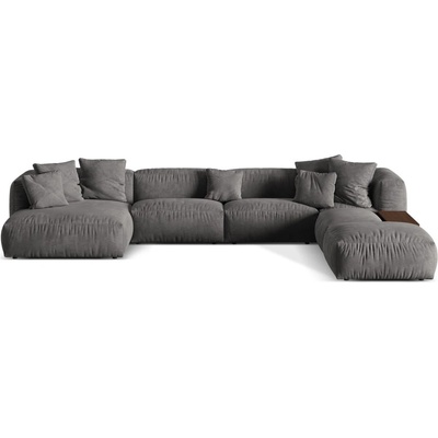 Micadoni Сив кадифен модулен ъглов диван (десен ъгъл/U форма) Martina - Micadoni (MIC_UR_120_F1_MARTINA6)