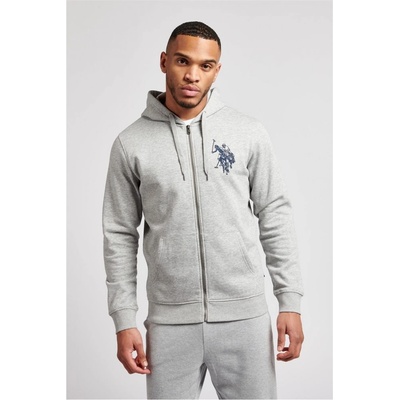 US Polo Assn Double Horsemen Zip Through Hoodie Grey Heather