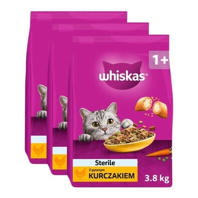 WHISKAS Sterile s lahodným kuracím mäsom 3 x 3,8 kg
