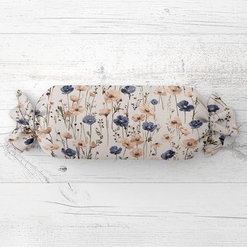 Biante Vankúš valec bonbon Sandra SA-630 Modro-hnedé vlčie maky na svetlo vanilkovom 15x100