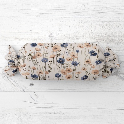 Biante Vankúš valec bonbon Sandra SA-630 Modro-hnedé vlčie maky na svetlo vanilkovom 15x40