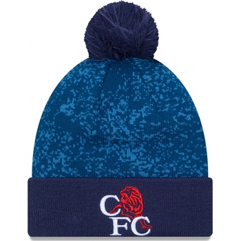 zimní čepice CHELSEA RETRO modrá s bambulí