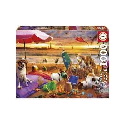 Educa Пъзел Educa Perros jugando en la playa 1000 Части