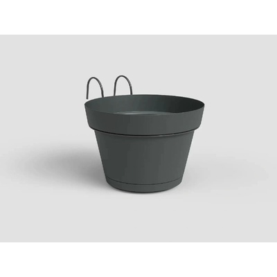 Artevasi Květináč CAPRI závěsný na balkon 20cm plast tm.šedá antracit