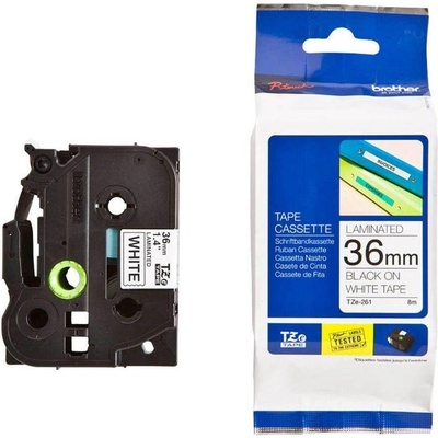 Brother Лента Brother TZe-261, 36 mm x 8 m, черен печат върху бяла лента (3030100405)