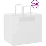 vidaXL Хартиени торбички 50 бр с дръжки бели 32x22x28 см (4101834)