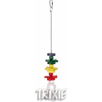 TRIXIE Dřevěné hvězdičky a kuličky barevné na laně 30 cm