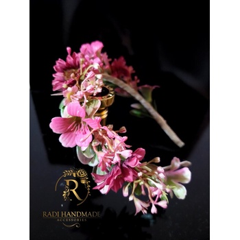 Image 1 of Radi handmade Дизайнерска диадема с цикламени камбанки и маргаритки (651)