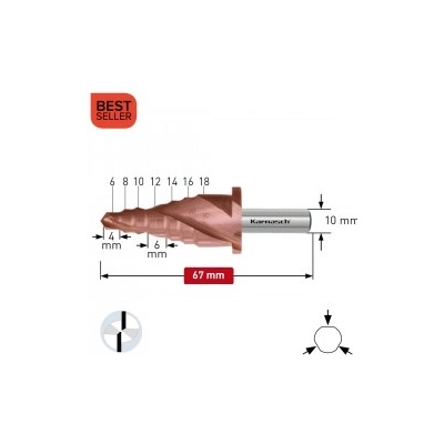 Karnasch Стъпално свредло Ø 6-18 mm (x 4-6 mm) HSS-XE с покритие Titan-Tec за мантинели BESTSELLER (213053)