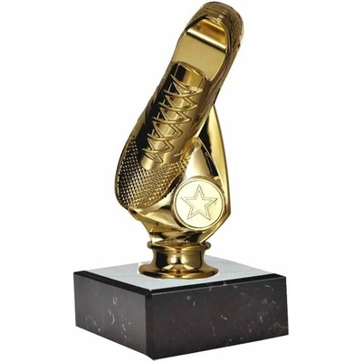 Futbalová kopačka Športová trofej na podstavci s vlastným textom 16 cm zlatá