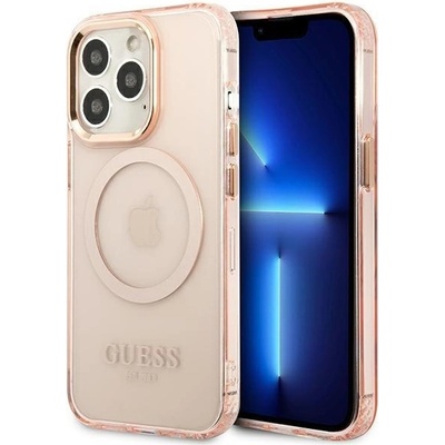 GUESS Кейс Guess GUHMP13XHTCMP за iPhone 13 Pro Max 6.7", розов / розов, твърд, Gold Outline Translucent MagSafe (3666339057121)