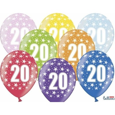 Silné balóny 30 cm metalický mix narodeniny č. 20 PartyDeco