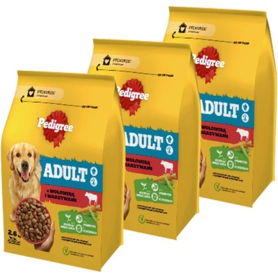 Pedigree Adult s hovädzím mäsom a zeleninou 3 x 2,6 kg