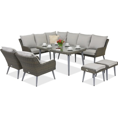 Garden Point Bilbao Comida градински мебели 7 + 2 пуфа Garden Point сив (GAP424-COM7PU)