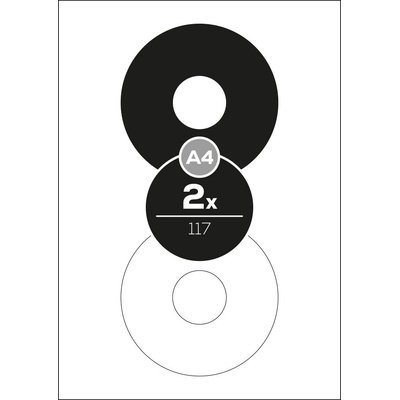 Altryal Etikety Top Stick A4/100 ks, priemer 117 mm - 2 CD/DVD etikety, biele