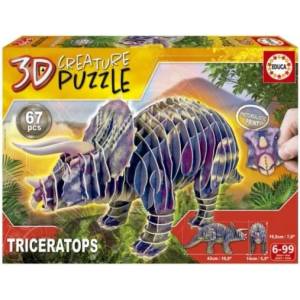 Educa 3D пъзел Educa от 67 части - Трицераптор (EDU19183)