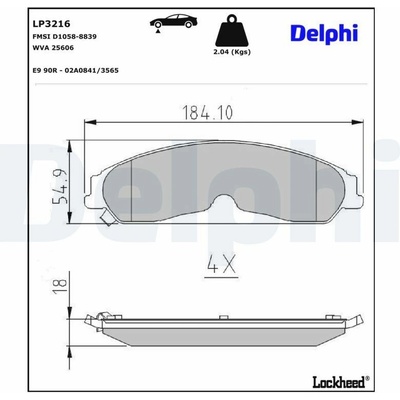 Sada brzdových platničiek kotúčovej brzdy DELPHI LP3216