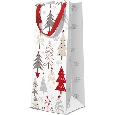 PAW PREMIUM AGB2009604 Pine Forest, vianočná darčeková taška na fľašu, rozmer 12x37x10cm