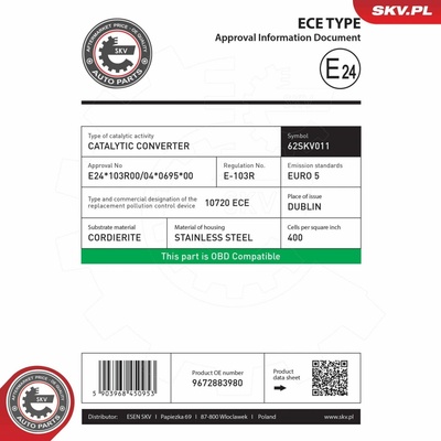 Katalyzátor ESEN SKV 62SKV011