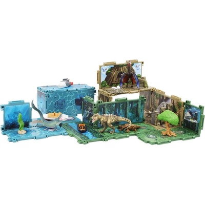 Jurassic World Игрален комплект Jurassic World - Мини клетка с динозавър, асортимент, 14 части (T01535)