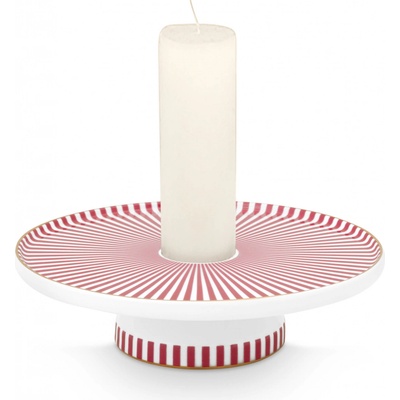 Pip Studio Royal Stripes svícen 14 cm, růžový