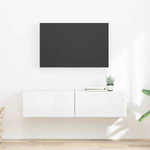 vidaXL TV стенен шкаф 2 бр. Гланц бяло Инженерна дървесина (892198)