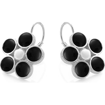 Zlatnictví Zlatíčko stříbrné náušnice květy s onyxy 760.00001