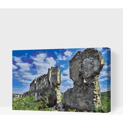 Vymalujsisam.cz Malování podle čísel Zřícenina hradu Čabrad Slovensko Velikost 40 x 60 cm Rámování Na kartonové desce