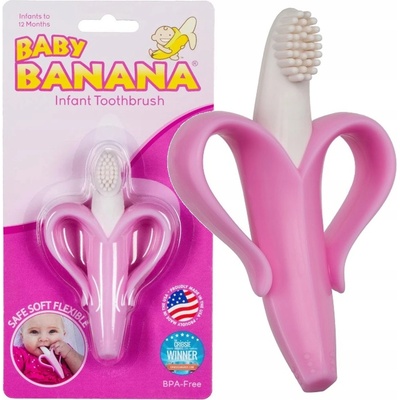 Baby Banana Brush první kartáček banán růžová