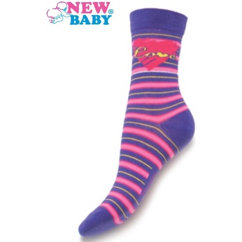 New Baby dětské bavlněné ponožky fialové s pruhy love