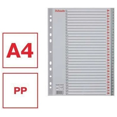 Registry, šedá, A4, plast, 1-31, ESSELTE