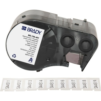 Brady M5-195-481 / 170885, 25.40 mm, Polyester, čierna tlač / biely podklad