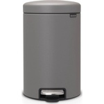 Brabantia Кош за боклук с педал Brabantia NewIcon 1001090, 12 л, Плавно затваряне, Противоплъзгаща основа, Минерално покритие, Сив (1001090)