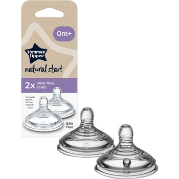 Tommee Tippee Natural Start Anti-Colic Teat биберон за шише Slow Flow 0m+ 2 бр