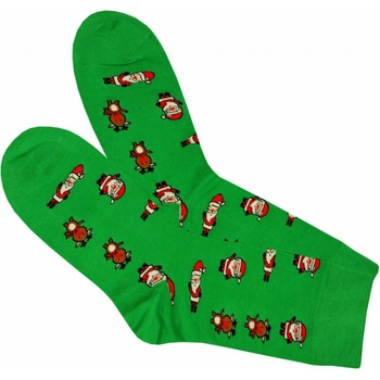 Aura.Via pánske veselé ponožky Vianočné zelená