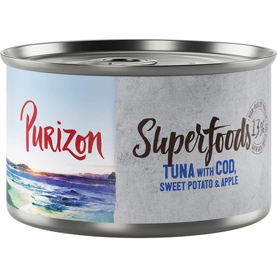 Purizon 6х140г Superfoods Purizon, консервирана храна за кучета - риба тон с треска, сладък картоф и ябълка