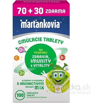 Walmark Marťankovia S Imunactivom cmúľacie tablety príchuť mix 70+30 tabliet