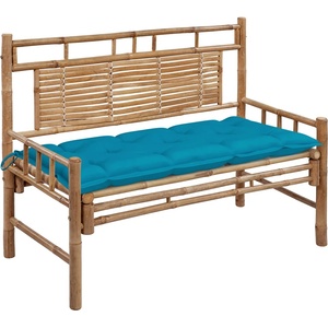 vidaXL Градинска пейка с възглавница, 120 см, бамбук (3063895)