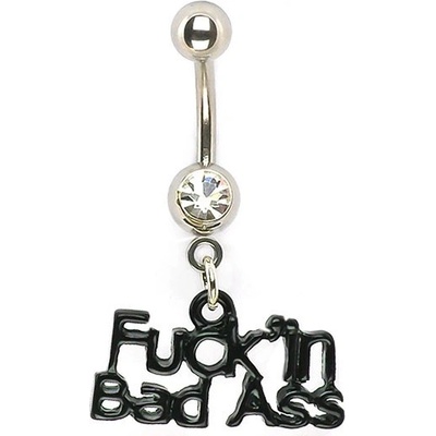 Šperky eshop piercing do pupíku s přívěskem fuckin bad Ass F10.11 čirá C