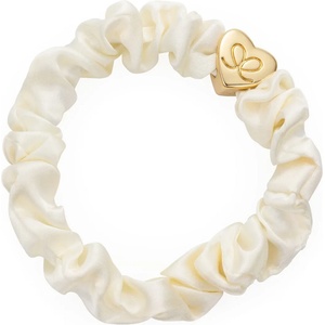 By Eloise London Gold Heart Silk Scrunchie цвят Cream