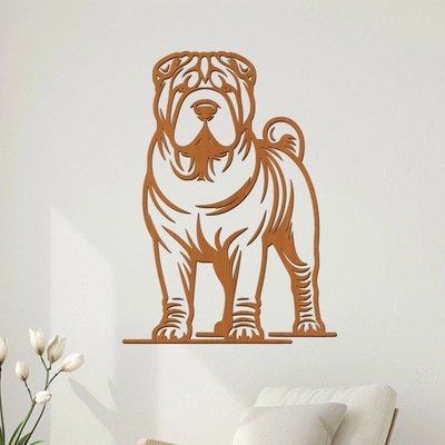 dřevo života Dřevěný obraz psa SHAR PEI Rozměry (cm): 44x60, Zvolte barvu dekoru: Třešeň