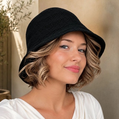 Dámský letní nemačkavý klobouk Cloche háčkovaný barevné varianty P-3232