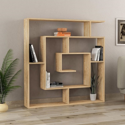 TopMebel Библиотека Labirent TopMebel от меламин в цвят дъб 125x22x129cm
