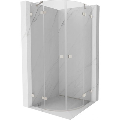 Mexen Lunar полукръгла душ кабина с врата 80 x 80 см, прозрачна, матов никел - 833-080L-080P-97-00 (833-080L-080P-97-00)
