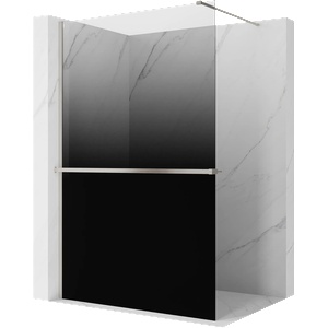 Mexen Kioto+ Душ стена с рафт Walk-in 80 x 200 см, черно омбре 8 мм, матиран никел (800-080-121-97-76)