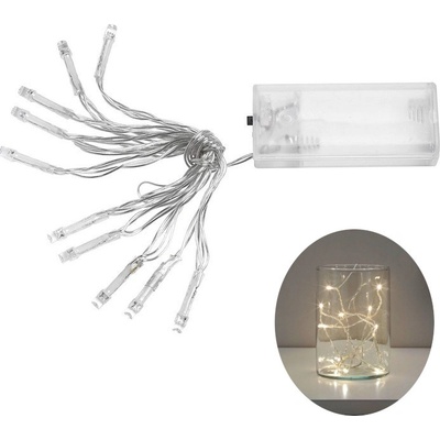 Dampod Reťaz na batérie 10 LED cencúľ lampičky vnutorné 3 V 1,2 W teplé bílé