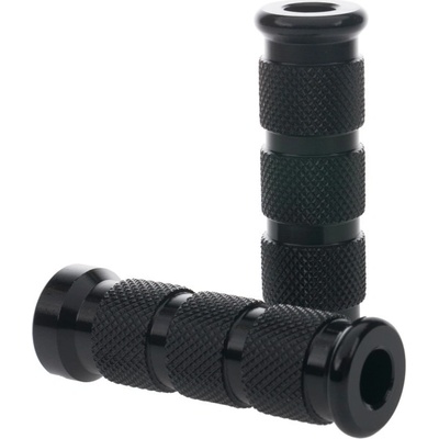 Aluminium Knurled Replacement Road/Track Footrest Pegs Round (Black) - PAIR PEGRNDBLK